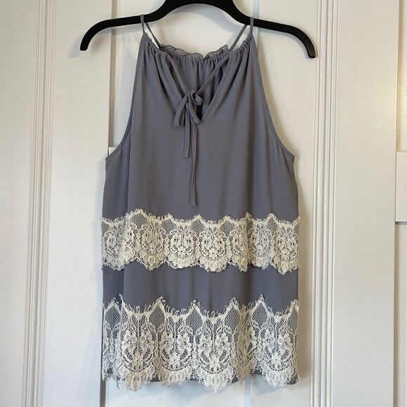 Loft Tiered Lace Trim Halter Top Size XS - Picture 3 of 7